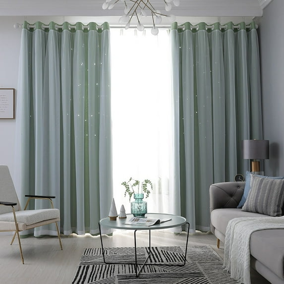 Blackout Window Curtain Thermal Insulated Window Drapes Grommet Room Darkening Curtain Gradient Color Curtain Valance For Kids Girl Bedroom-39" Width x 78" Length, 1 Panel