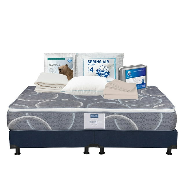 Colchón King Size Restonic Bongo + Box + Almohada + Protector de colchón + Juego de Sábanas