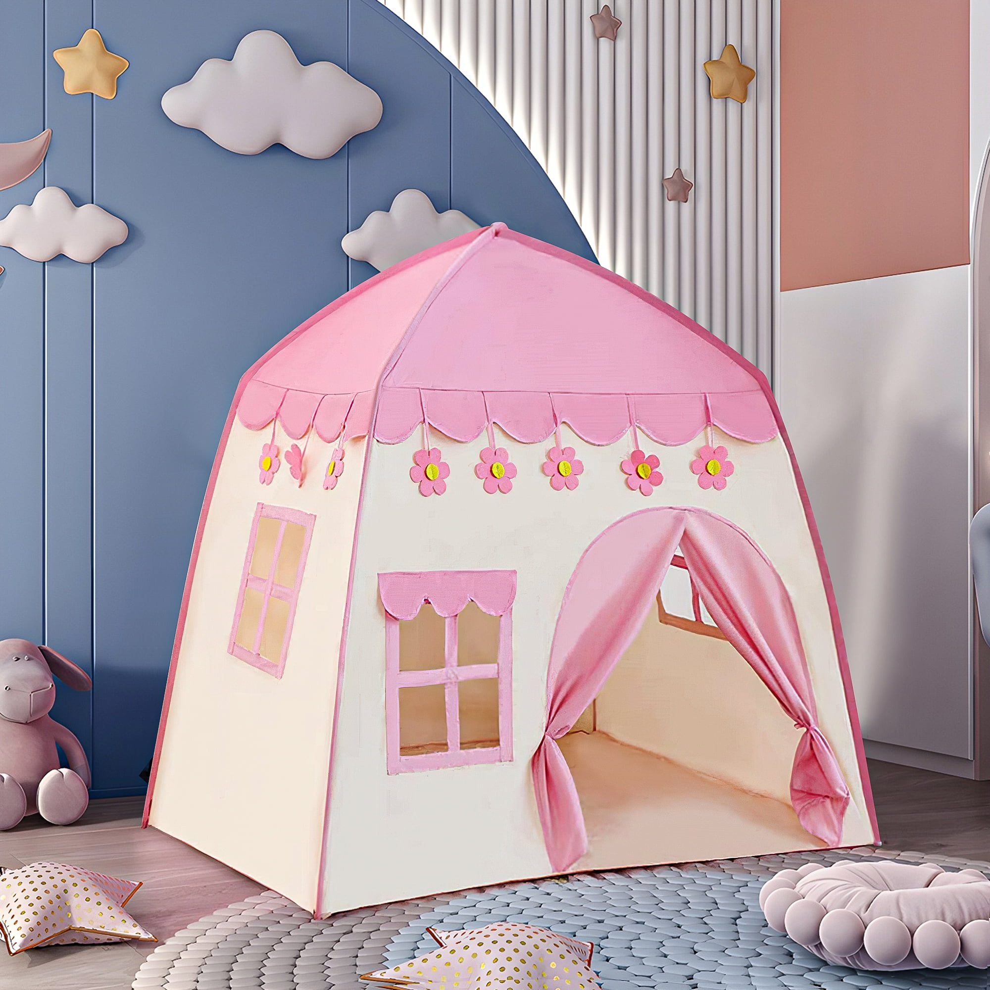 YYAo 51" Kids Play Tents for Girls Large Fairy Playhouse, Pink YYAo 51" Kids Play Tents for Girls Large Fairy Playhouse, Pink