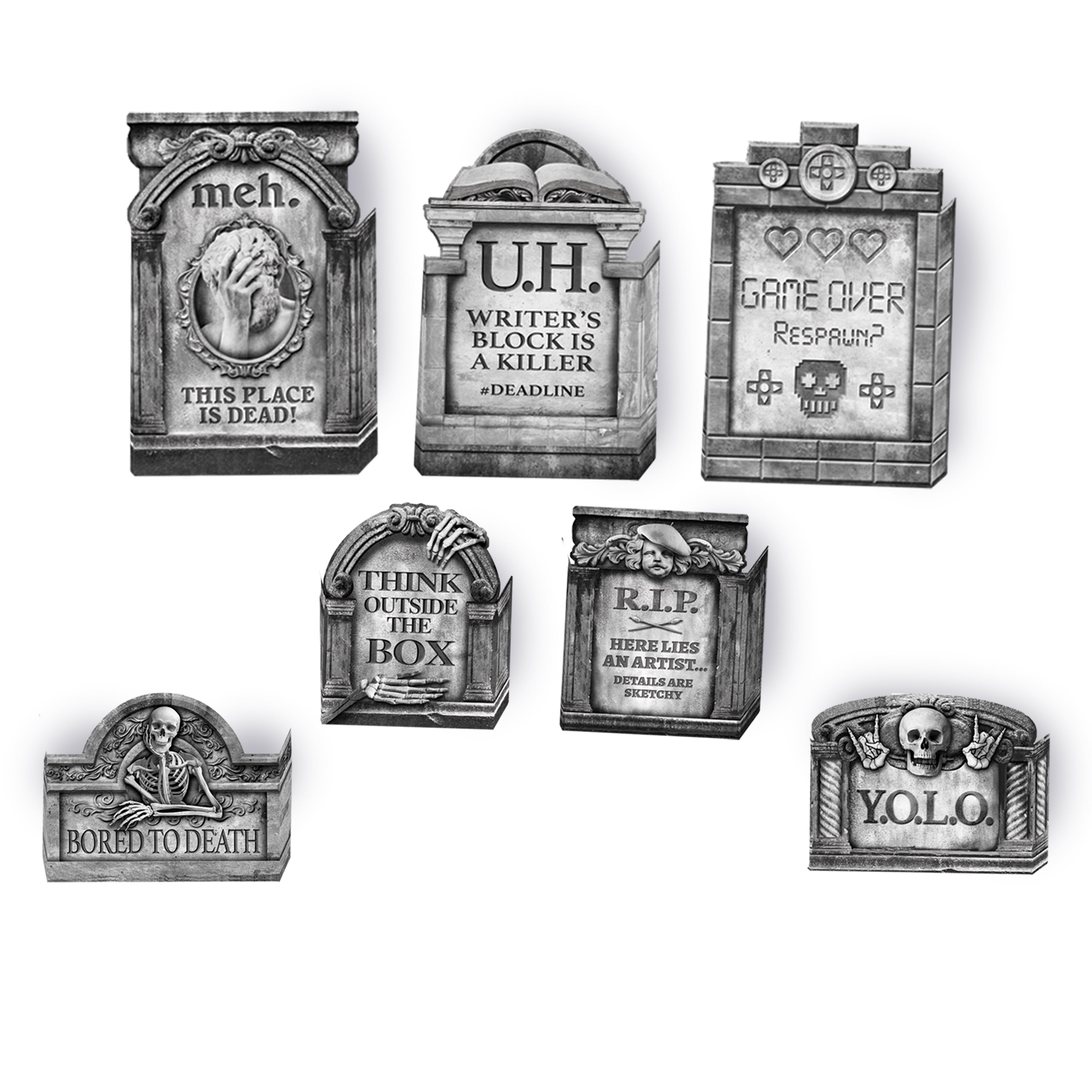 Way to Celebrate Funny Fold Tombstones Halloween Decoration