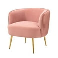 thumbnail image 3 of Pink Upholstered Velvet Accent Chair, Modern Reception Arm Chair Comfy Single Sofa Club Chair Leisure Living Room Chair with Golden Metal Legs for Bedroom Reading Room, Easy Assembly, 3 of 7