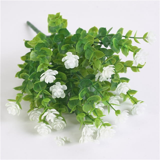 Manojo de Flores Artificiales para Exterior, Arbustos Verdes Artificiales para Jardín, Porche o Decoración Exterior.