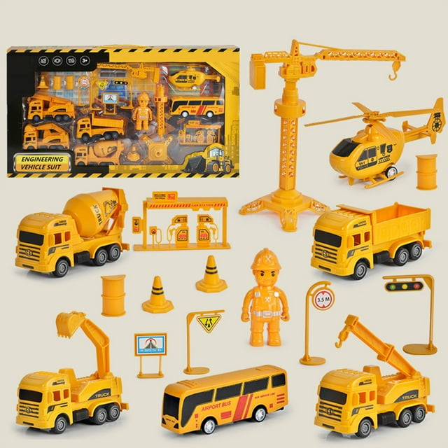 Juguetes Para Niño Juego de vehículos de construcción para niños (excavadora, camión volquete, cemento, ingeniería educativa, 17 piezas) Juguetes Para Bebe 1 Año