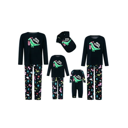 

Suanret Christmas Family Matching Pyjamas Set Dinosaur Printed Pajama Set for Adults Kids Baby Xmas PJs Jammies Holiday Nightwear