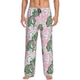 thumbnail image 2 of Goofa Lilies Flowers Printed Soft Pajama Pants for Men, Wide Leg Comfy Casual Lounge Yoga Pants-Medium, 2 of 9