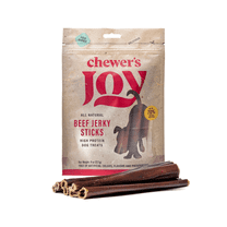 Chewer's Joy Beef Jerky Stick 5–6" (8oz) – Natural Dog Treats – Single Ingredient Long-Lasting Chews, High Protein