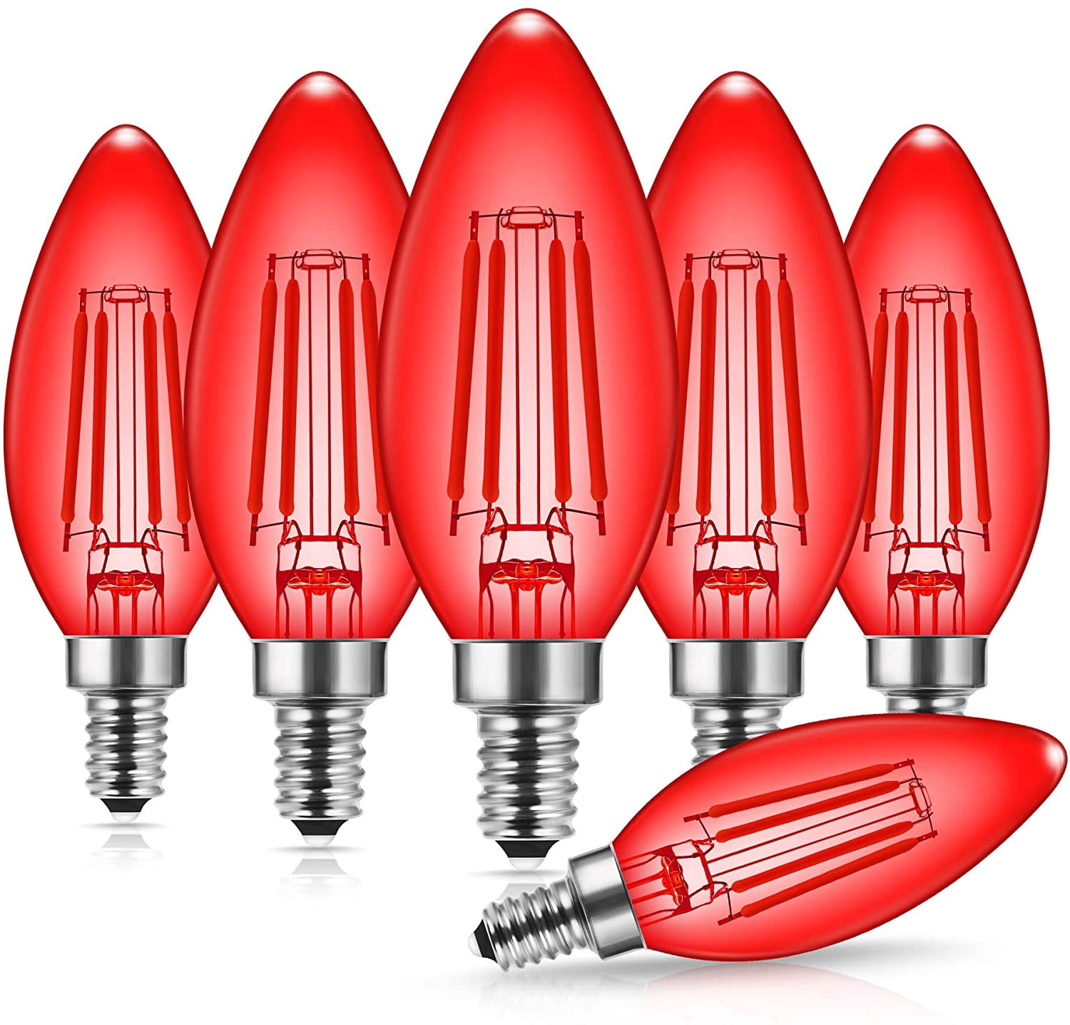Red LED Light Bulb, , C35 E12 Candelabra Light Bulbs, Vintage Filament
