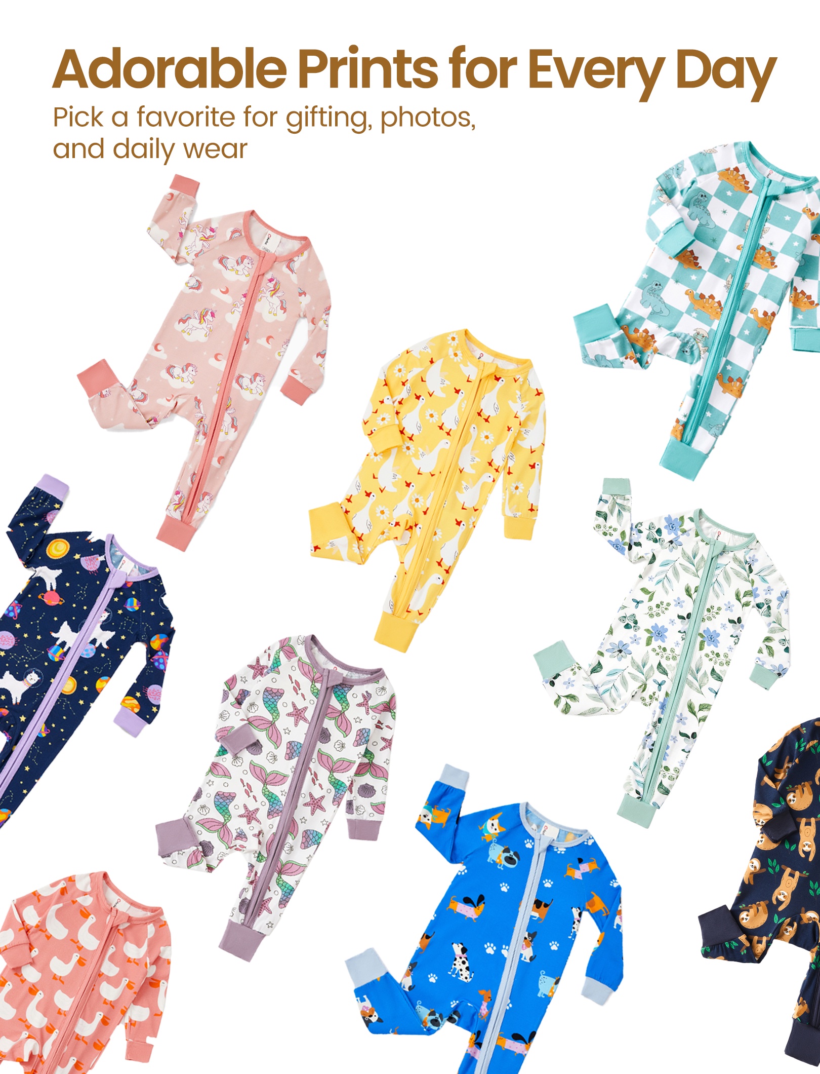 PatPat Baby Girl Bamboo Sleep N Play Pajamas 2-Pack photo 6