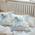 thumbnail image 7 of Waterproof Throw Pillow Covers Set of 2, 26x26 Inch Teal Blue Octopus Coastal Decorative Pillowcases Outdoor Pillow Slip Cushion Covers Set for Couch Tent Nautical Coral Starfish, 7 of 7