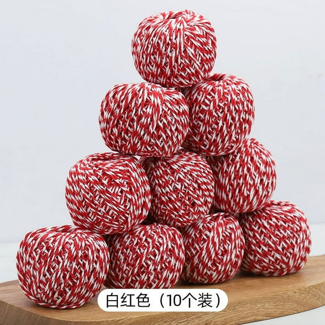 Nvzi Cordel, 10 rollos de 1,5 mm, para manualidades, exhibición de imágenes y adornos, cordel festivo para envolver regalos (cada uno de 229 pies), rojo y blanco