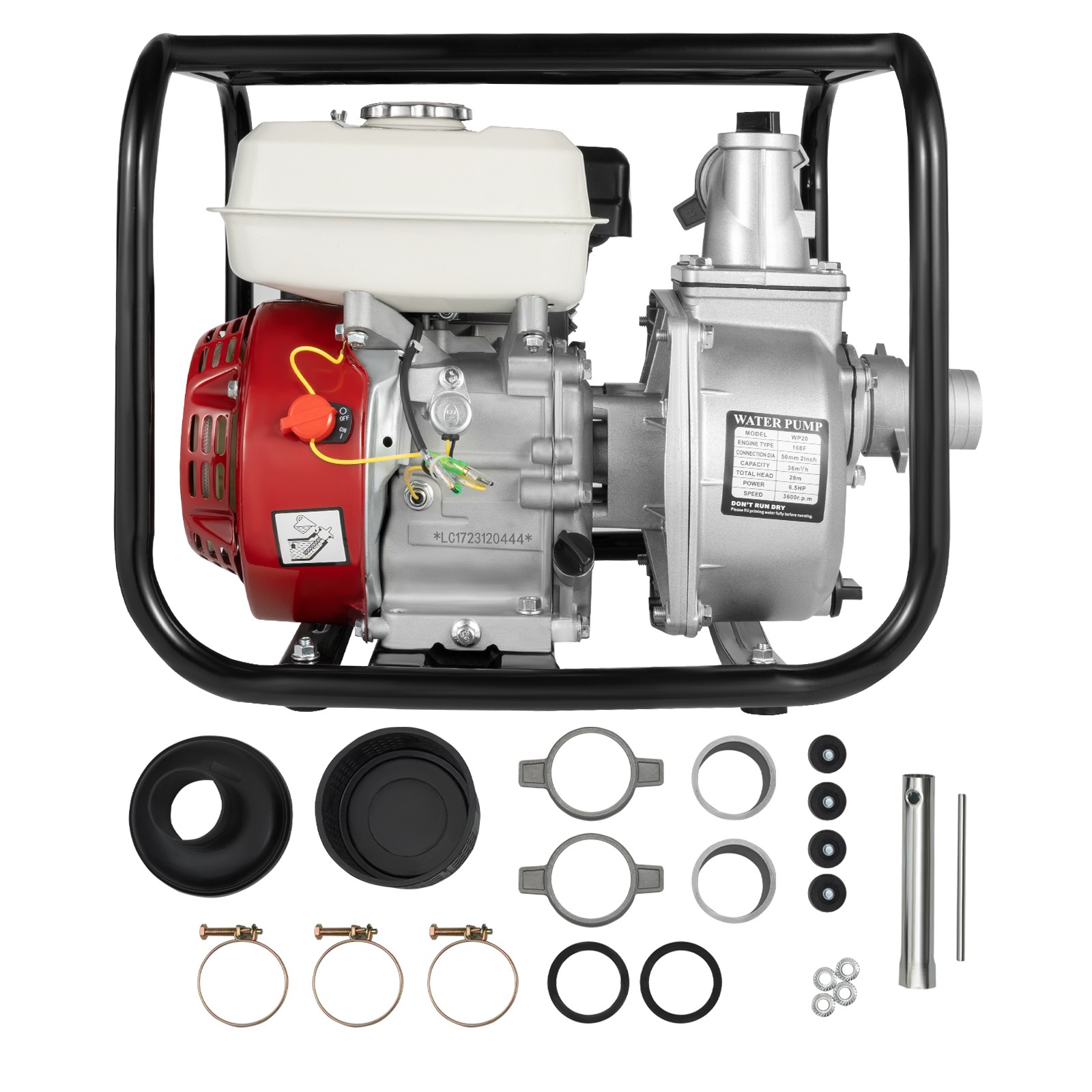 DENEST 2" Inch 6.5HP Gas Water Semi Trash Pump Gas-Power Water Irrigation Transfer Pump
