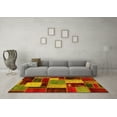 thumbnail image 3 of Ahgly Company Indoor Round Patchwork Yellow Transitional Area Rugs, 5' Round, 3 of 4