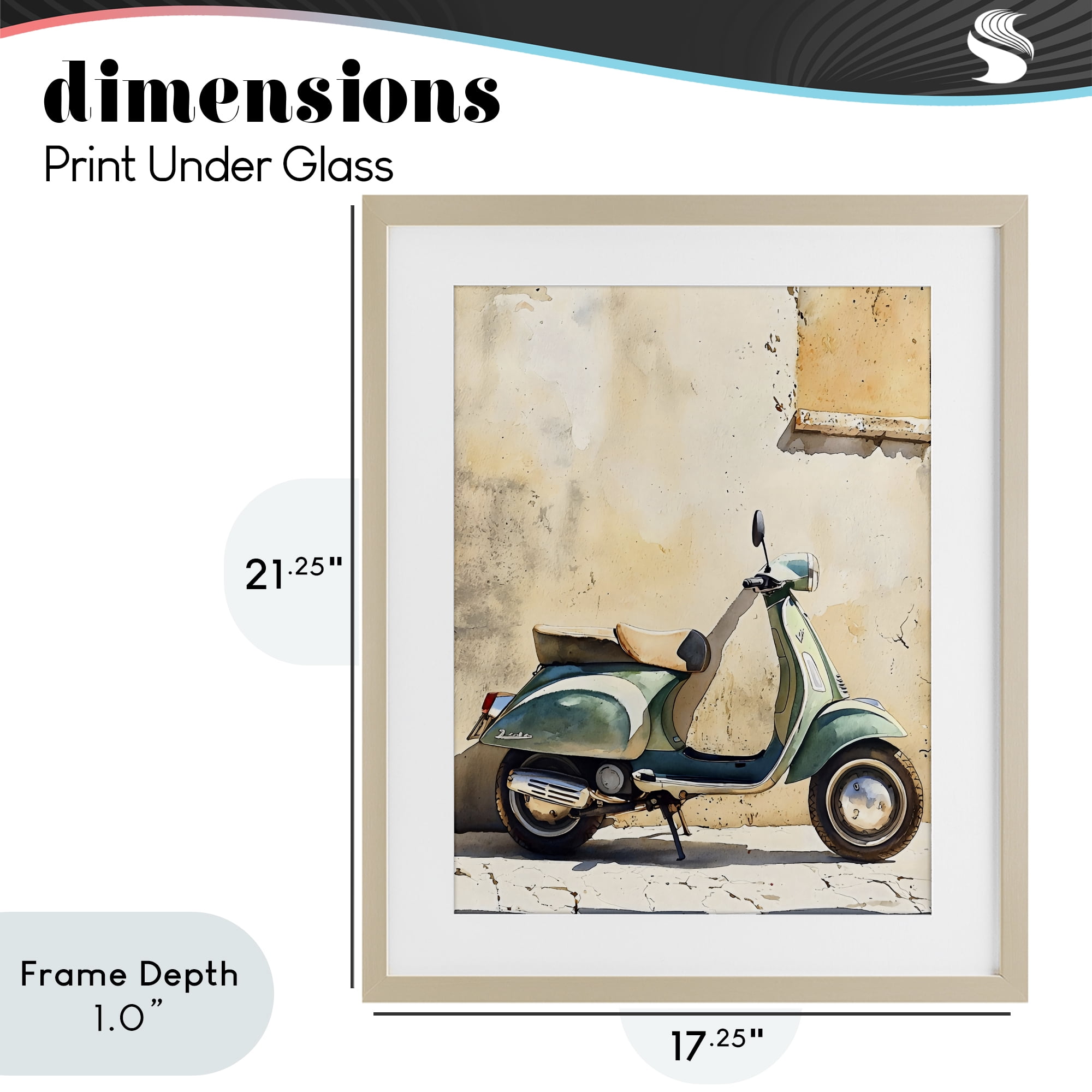 Stupell Industries Vintage Scooter on Italian Street Birch Framed Print Under Glass, design by LSR Design Studio
