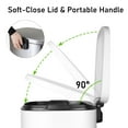 thumbnail image 4 of Pirecart Kitchen Trash Can, 13.2 gal +1.3 gal Rectangular Step Garbage Can Stainless Steel, White, 4 of 9