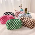 thumbnail image 2 of CNKOO Cosmetic Bag Plaid Knitting Contrasting Colors Square Large Capacity Zipper Toiletry Bag for Travel, 2 of 11