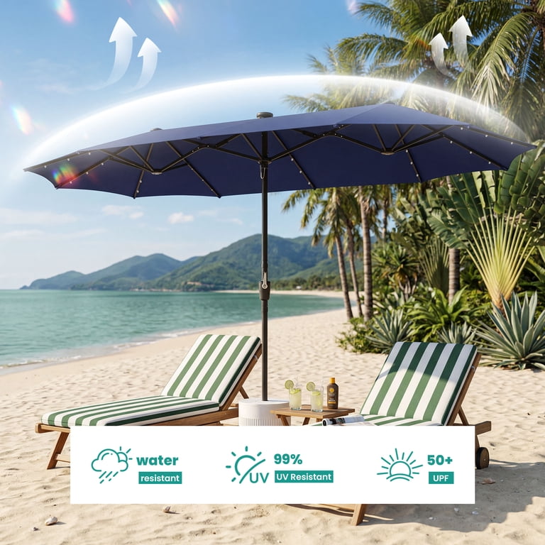 12 double layer patio umbrella Yaheetech 13FT Double-Sided w/Base Crank Ribs Vented, Tan The PURPLE LEAF 15 FT Patio Market Umbrella Sunbrella Patio Umbrella TAUS 13ft