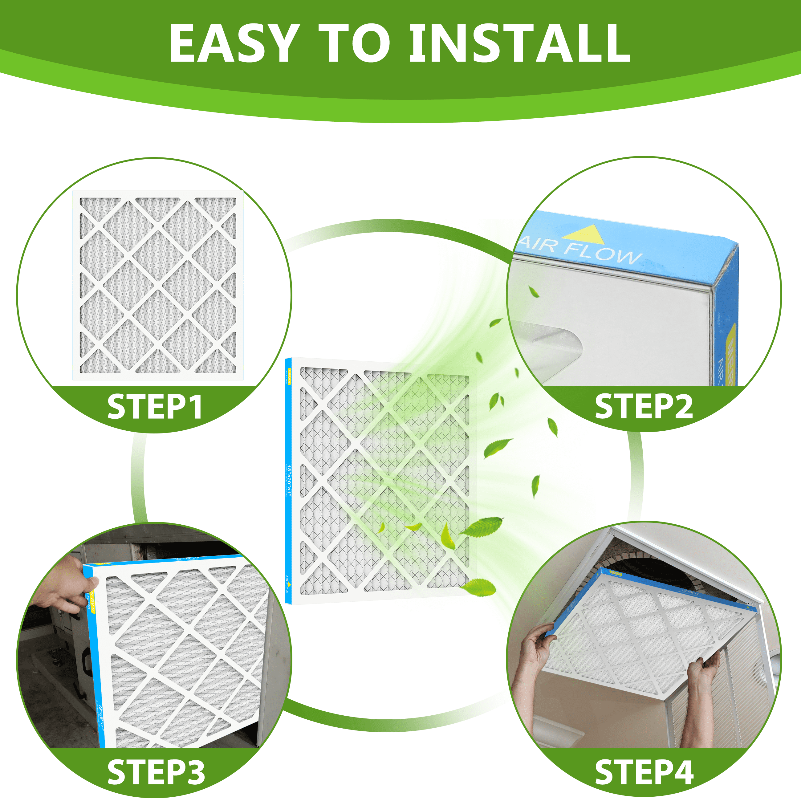 AMI PARTS 18x20x1 HVAC Furnace Air Filter MERV 8 for Dust Reduction,4 Filters