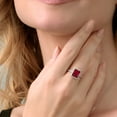 thumbnail image 3 of Gem Stone King 925 Sterling Silver Red Created Ruby Engagement Ring for Women (4.16 Cttw, Emerald Cut 10X8MM, Gemstone July Birthstone, Size 7), 3 of 4