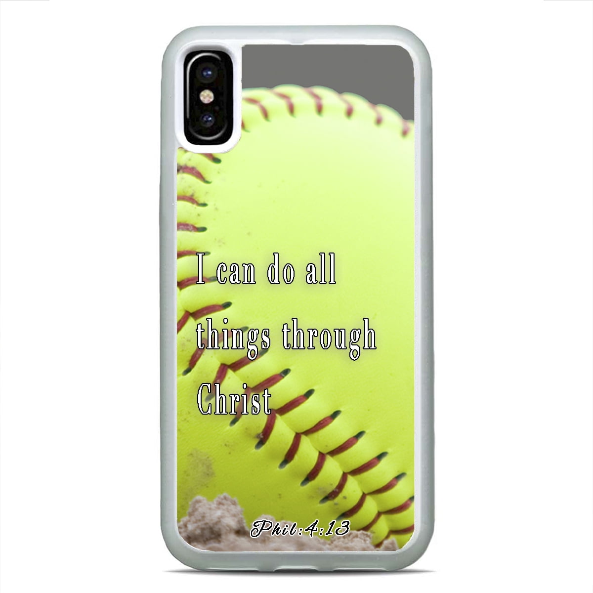 Jesus Christ Softball Sports Bible Verse Slim Shockproof Hard Rubber