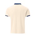 thumbnail image 4 of EHTMSAK Men's Polo Shirts Short Sleeve Henley Lapel Collar Shirts with Pocket Button Up Summer Golf T Shirts Business Fashion Big and Tall Casual Tops Beige M, 4 of 6
