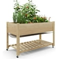thumbnail image 1 of Jardinière Surélevée en Bois 48x24x30 Pouces avec Roues, Bac de Plantation Surélevé avec Tablette de Rangement et Doublure, Jardinière Mobile pour l'Extérieur et l'Intérieur pour Légumes, Herbes et Fleurs, 1 of 1