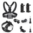 thumbnail image 1 of 9-in-1 Universal Chest Mount Harness - for Action Camera & Smartphone - Includes Head Mount - Stabilizing Chest Strap - Compatible with GoPro, iPhone, Android - Black, 1 of 6