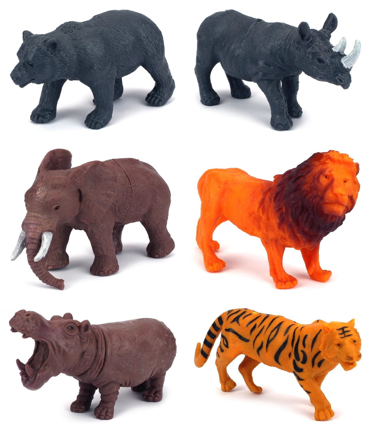 Jungle Animals 6 Piece Toy Animal Figures Playset, Includes a Variety
