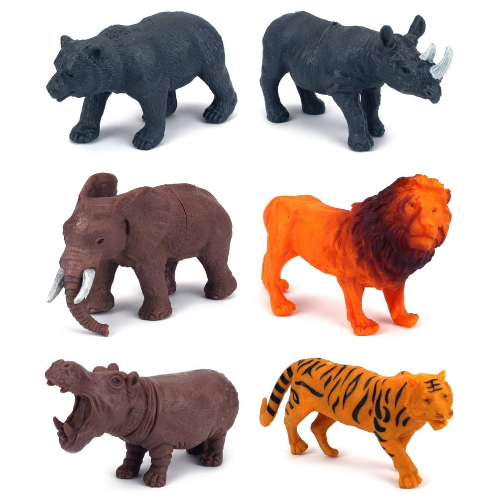 Jungle Animals 6 Piece Toy Animal Figures Playset, Includes a Variety