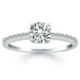 thumbnail image 1 of 14k White Gold Engagement Ring with Pave Diamond Band Size 4, 1 of 3