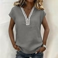 thumbnail image 4 of Lmueinov Women's Boho Cap Sleeve Lace Trim V Neck Tops 2026 Summer Casual Loose Beach Vacation Tee Shirts Blouse, 4 of 8