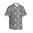 thumbnail image 3 of Xecao Popcorn On Blue Lines print Hawaiian shirt - a stylish short-sleeve button-down for men, perfect for casual beach and tropical outings., 3 of 9