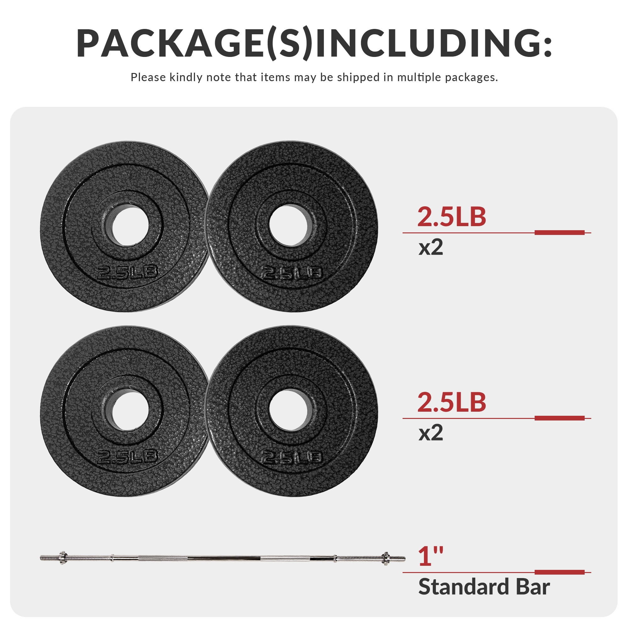 BalanceFrom 1-Inch Standard Cast Iron Weight Plate Set，with 5FT Bar and Star Locks，Multiple Weight Options，for Home Gym Strength Training