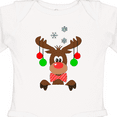 thumbnail image 4 of Inktastic Cute Christmas Reindeer with Red Nose, Ornaments and Bow Tie Boys or Girls Long Sleeve Baby Bodysuit, 4 of 5