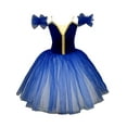 thumbnail image 2 of TTAO Kids Girls Swan Lake Ballet Dance Dress Straps Velvet Sleeveless Puffy Skirt Tutu Dress Performance Clothes Blue 3-4, 2 of 2