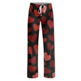 thumbnail image 4 of Women's Drawstring Valentine's Day Printed Casual Pants, Elastic Waist Lounge Pants for Women, Holiday Themed Sleepwear Pajama Pants, Comfortable Fit,Purple Pink,S, 4 of 7