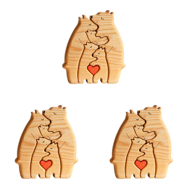 3 piezas de rompecabezas de madera familia osos Likrtyny decorativo