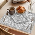 thumbnail image 3 of Bohemian Placemats Set of 12, Vintage Distressed Grey Ethnic Geometric Floral Non-Slip Place Mats Washable Table Mats for Kitchen Dining Table Decorations Indoor/Outdoor, 3 of 9