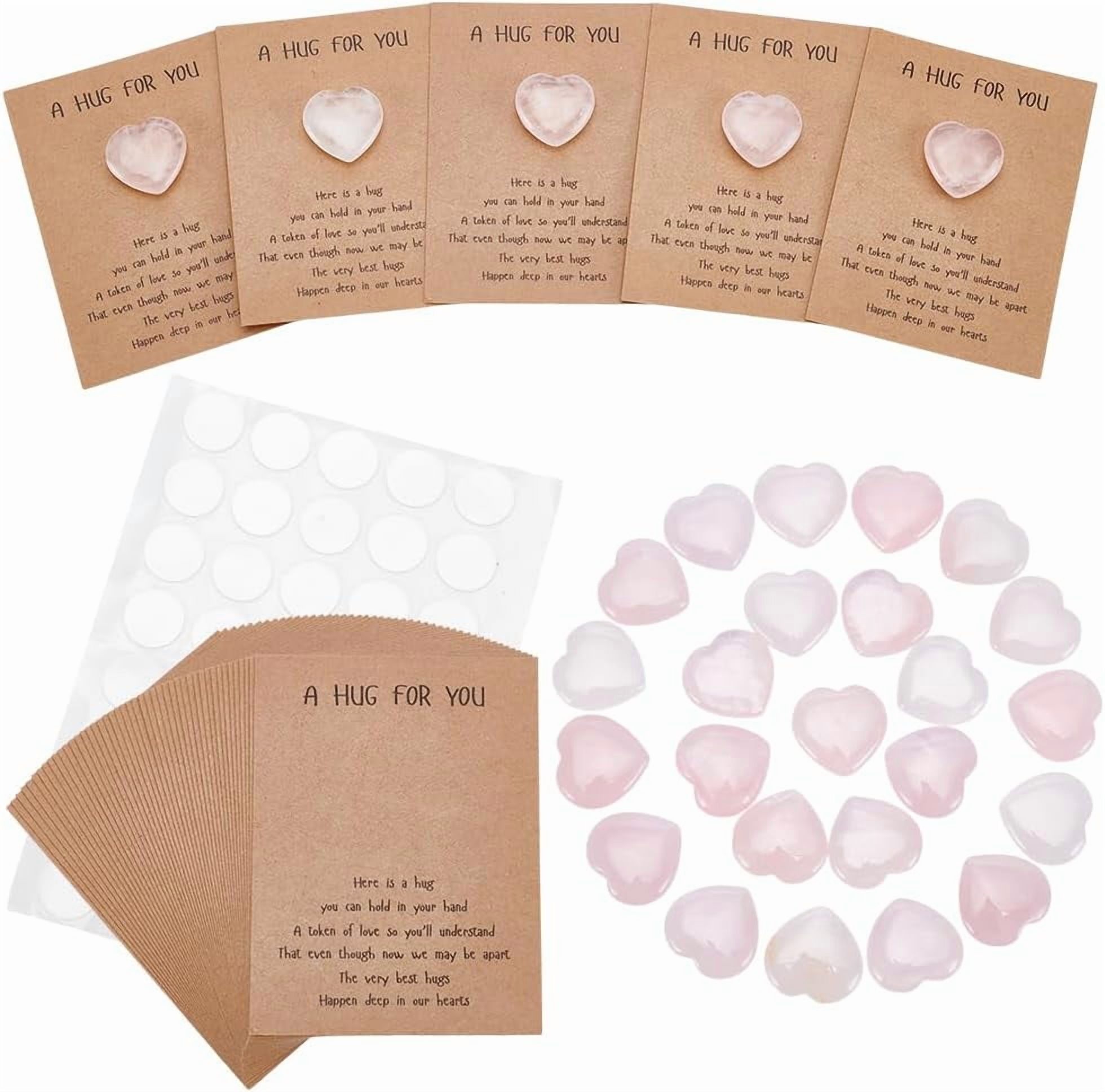 40Pcs Natural Stones Keepsake Exchange Relationship Cards Heart Love Stones Pocket Palm Stone with Round Dot Double Sided Tapes for Colleagues Family Distance Social Celebration Colorful DIY