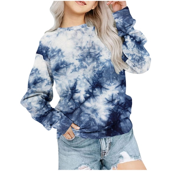 Baby Pullover Hoodie On Sale Clearance Girls Crewneck Oversized Sweatshirt Kids Fashion Long Sleeve Pullover Tops 1-12 Years Toddler Baby Girls Sweater Blue 5-6T