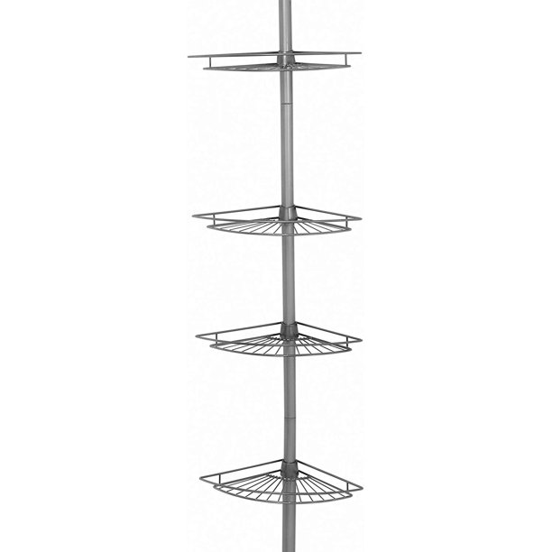 ZPC Zenith Products Corporation Zenna Home 2114NN, Tension Corner Pole Caddy, Satin Nickel
