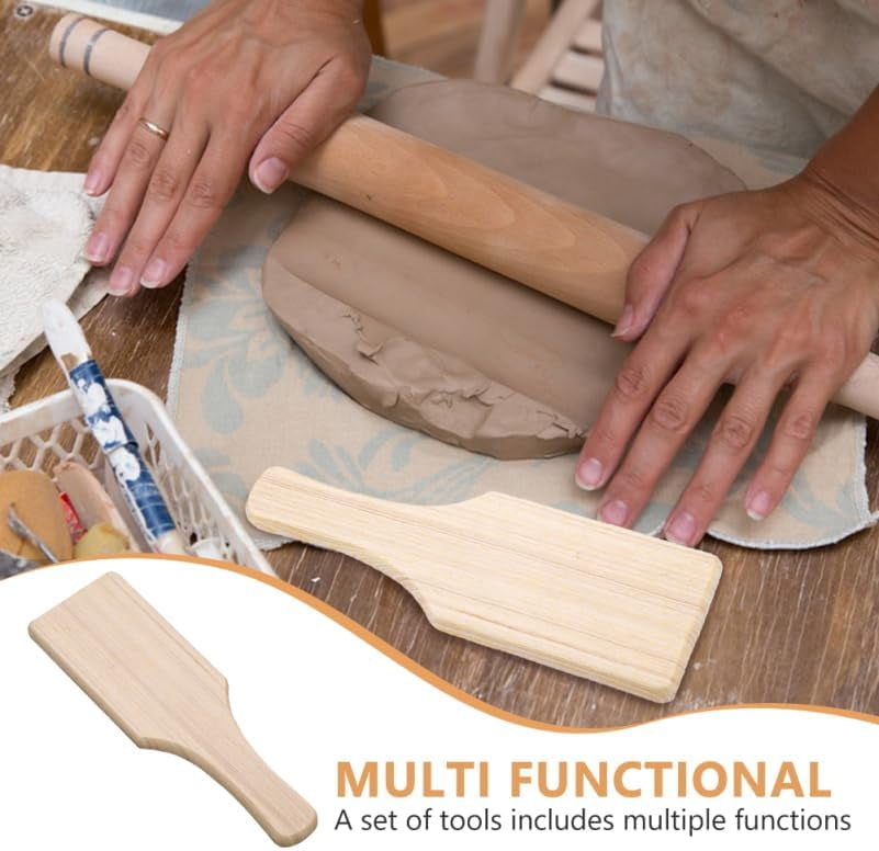 Angoily Clay Modeling Board Pottery Paddle Tool 7.67X2.55X0.59In Portable Sculpture Carving for Handmade Ceramic Supplies DIY Crafting