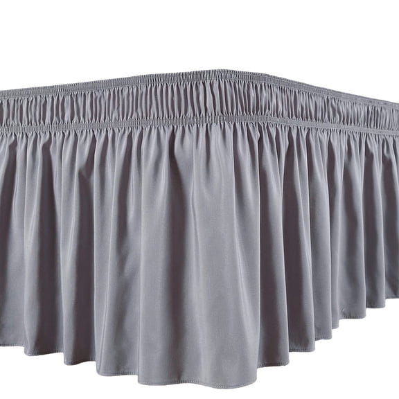 Matsuzay Faldón de Cama Elástico Ajuste Universal con Volantes Color Gris Completo 137*190+38