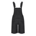 thumbnail image 6 of Fewfanhot Mens Denim Shorts Bib Overall Jean Romper Casual Loose Fit Ripped Knee and Frayed Hem, Chest Pocket with Adjustable Straps Jumpersuit, 6 of 7