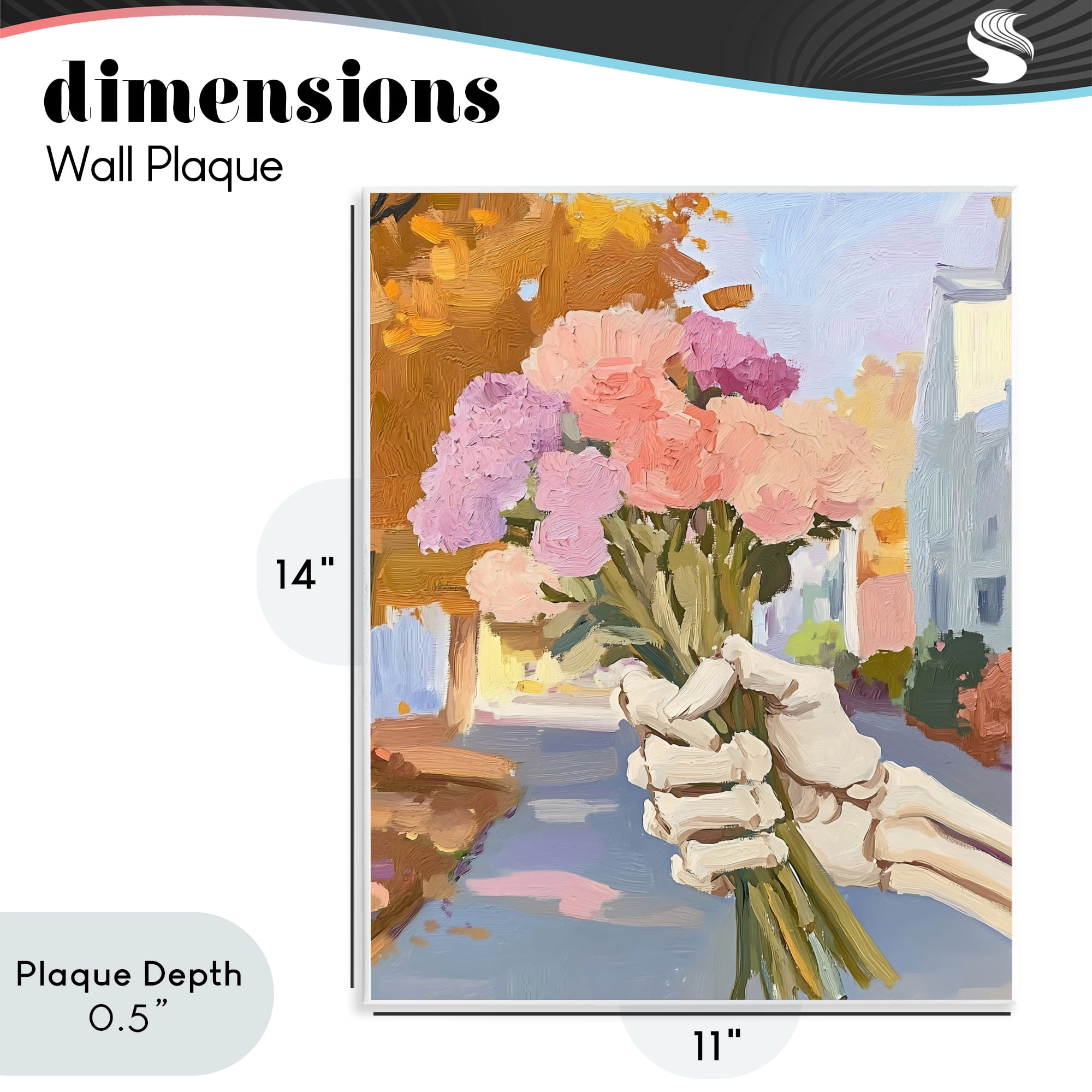Stupell Industries Skeleton Hand Holding Flowers Wall Plaque Art, design by The Prints Vibe