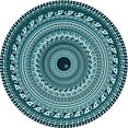 thumbnail image 1 of Ahgly Company Tapis Rond Lavable en Machine Intérieur Transitionnel Vert Sarcelle Profond, 3 Pieds Rond, 1 of 7