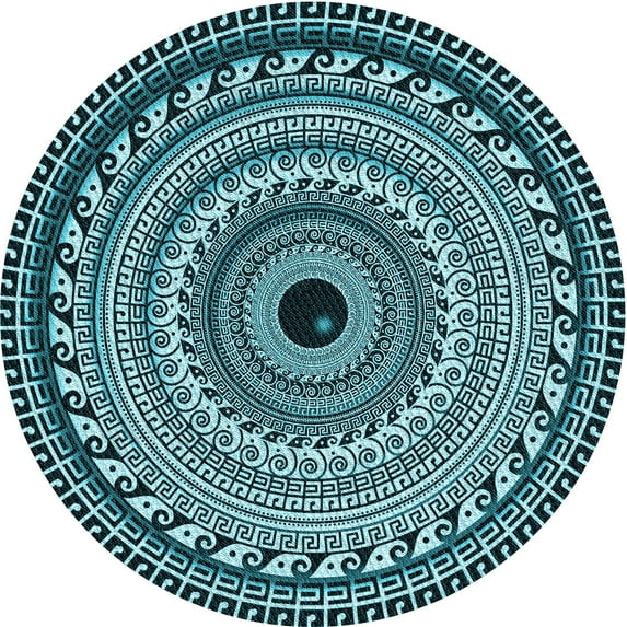 Ahgly Company Indoor Square Patterned Deep Teal Green Area Rugs, 3' Square