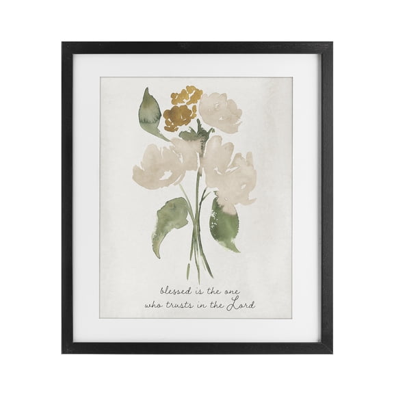 Stupell Industries French Country Who Trusts In The Lord Flowers Black Framed Print Under Glass, 13 x 16, by Lucille Price