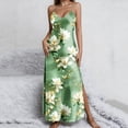 thumbnail image 3 of Zpzdpjkx Women's Summer Floral Printed Maxi Dress Breathable Comfy V-Neck Spaghetti Strap Side Slit Cami Dress Nightgown Multicolor S, 3 of 6