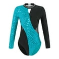 thumbnail image 1 of CHICTRY Kids Girls Hollow Back Gymnastics Leotard Shiny Glitters Long Sleeve Modern Dance Figure Skating Unitard, 1 of 7
