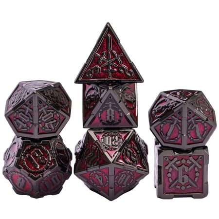 Cusdie 7-Die Metal DND Dice Set, Sword Pattern Metal Polyhedral D&D Dice Set for DND Dungeons and Dragons TTRPG Role Playing Games